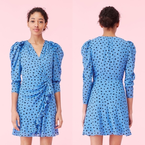 Rebecca Taylor Nova Dot Clip Silk Wrap Dress 0 - Picture 2 of 11